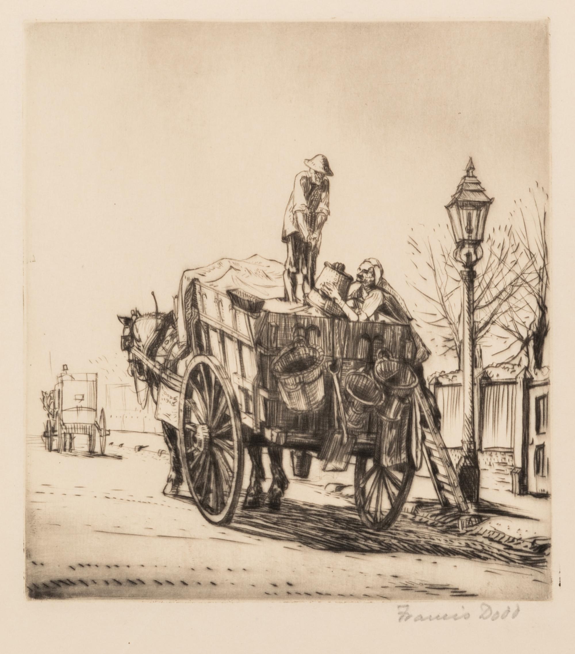 Francis Dodd, (English, 1874-1949), A group of eight works: C.P. Scott, Charles Holden, David Muirhead, Dustmen, Market, Lion of St. Ma