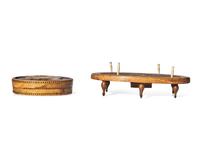 A Framed Quill Work Picture and a Quill Work and Inlaid Wood Cribbage Board, England, 18th Century