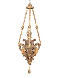 An Italian Painted and Parcel Gilt Hanging Lantern