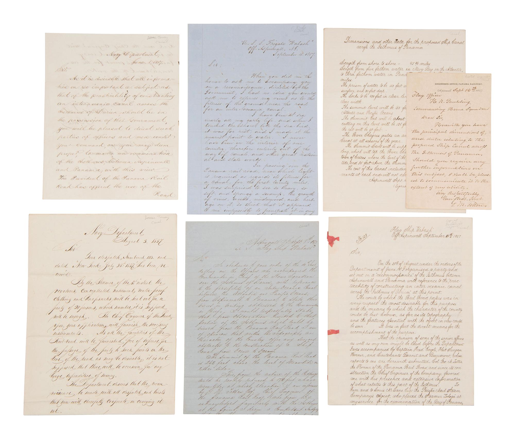 [FILIBUSTERS]. PAULDING, Rear Admiral Hiram (1797-1878) and WALKER, William (1824-1860). Correspondence associated with the Home Squadron, the Walker Expedition, and Vanderbilt's Accessory Transit Company, incl. William Walker ALsS, 1855-1858.