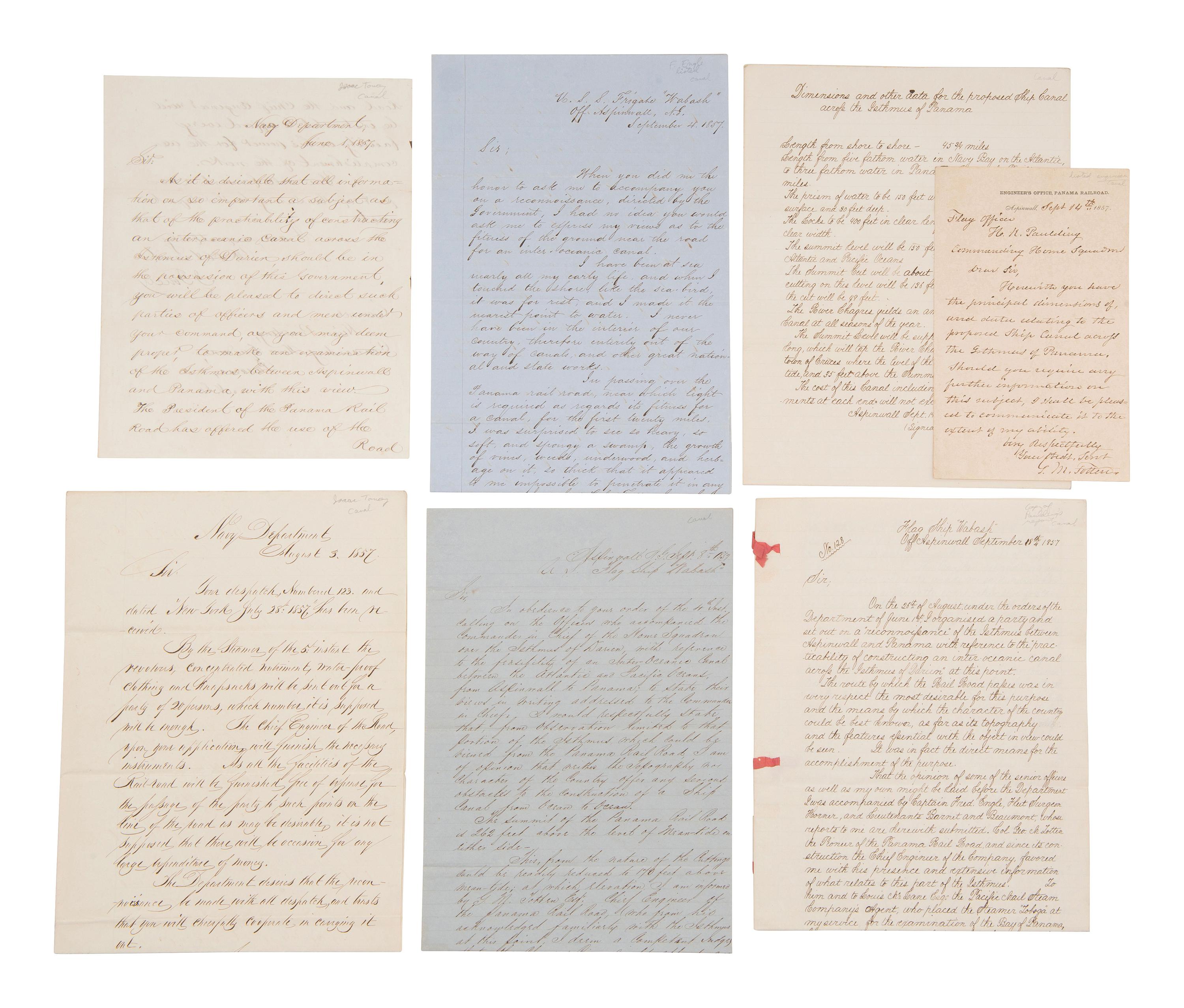 [FILIBUSTERS]. PAULDING, Rear Admiral Hiram (1797-1878) and WALKER, William (1824-1860). Correspondence associated with the Home Squadron, the Walker Expedition, and Vanderbilt's Accessory Transit Company, incl. William Walker ALsS, 1855-1858.