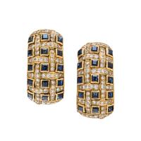 SAPPHIRE AND DIAMOND EARCLIPS