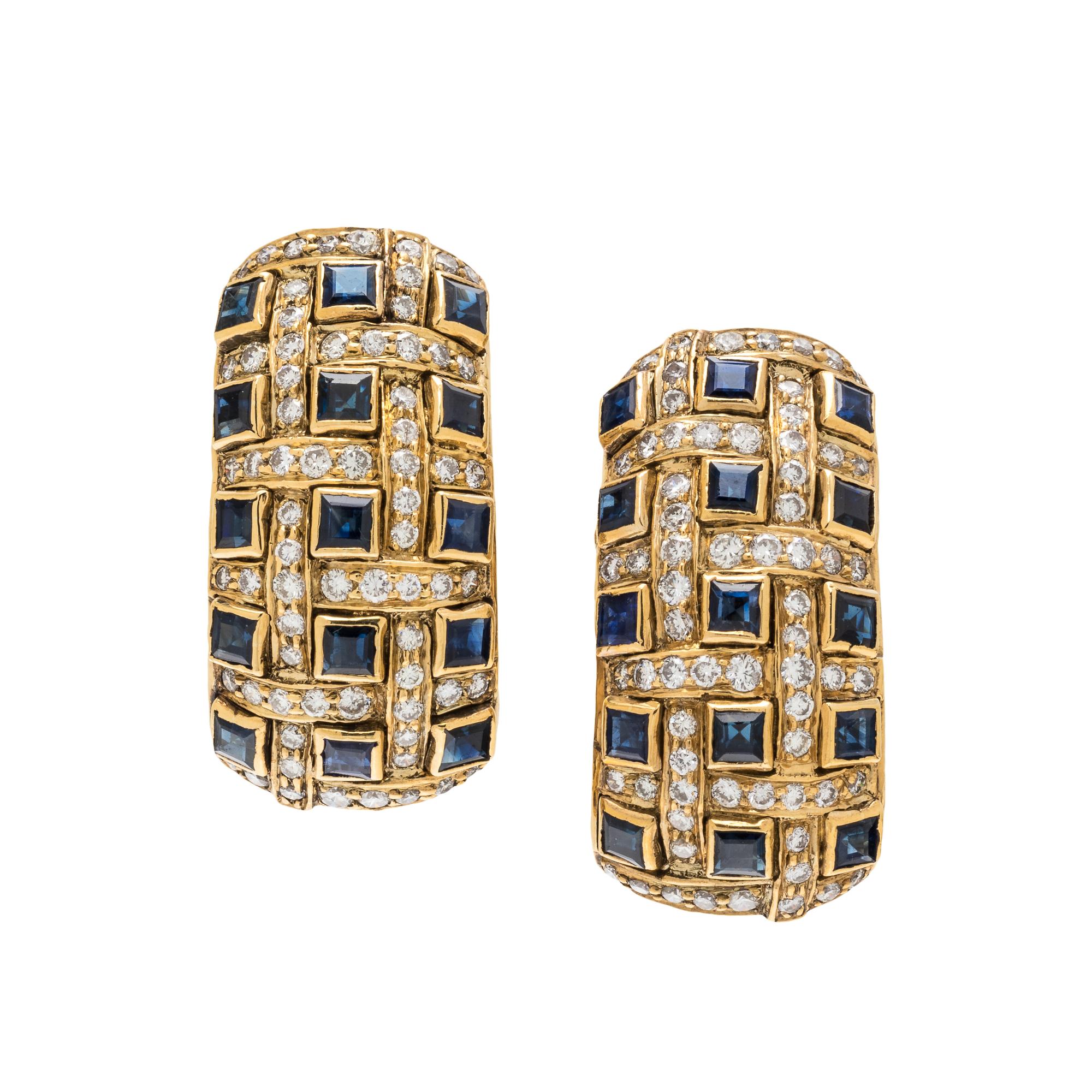 SAPPHIRE AND DIAMOND EARCLIPS
