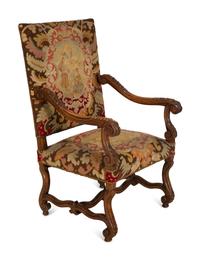 A Louis XIV Style Carved Walnut Fauteuil a la Reine