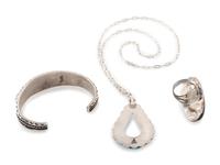 Navajo Silver and Cobblestone Inlay Jewelry