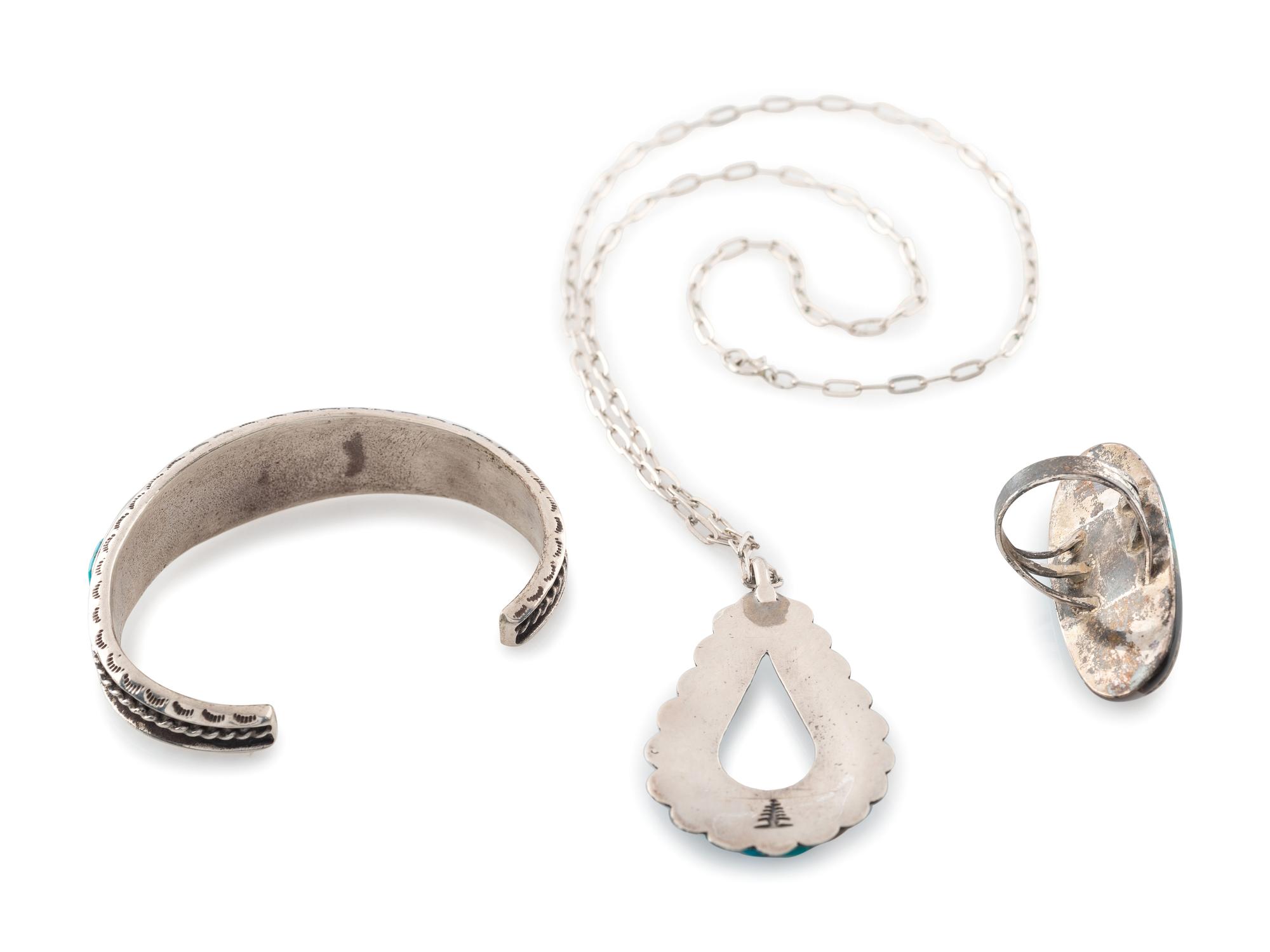 Navajo Silver and Cobblestone Inlay Jewelry