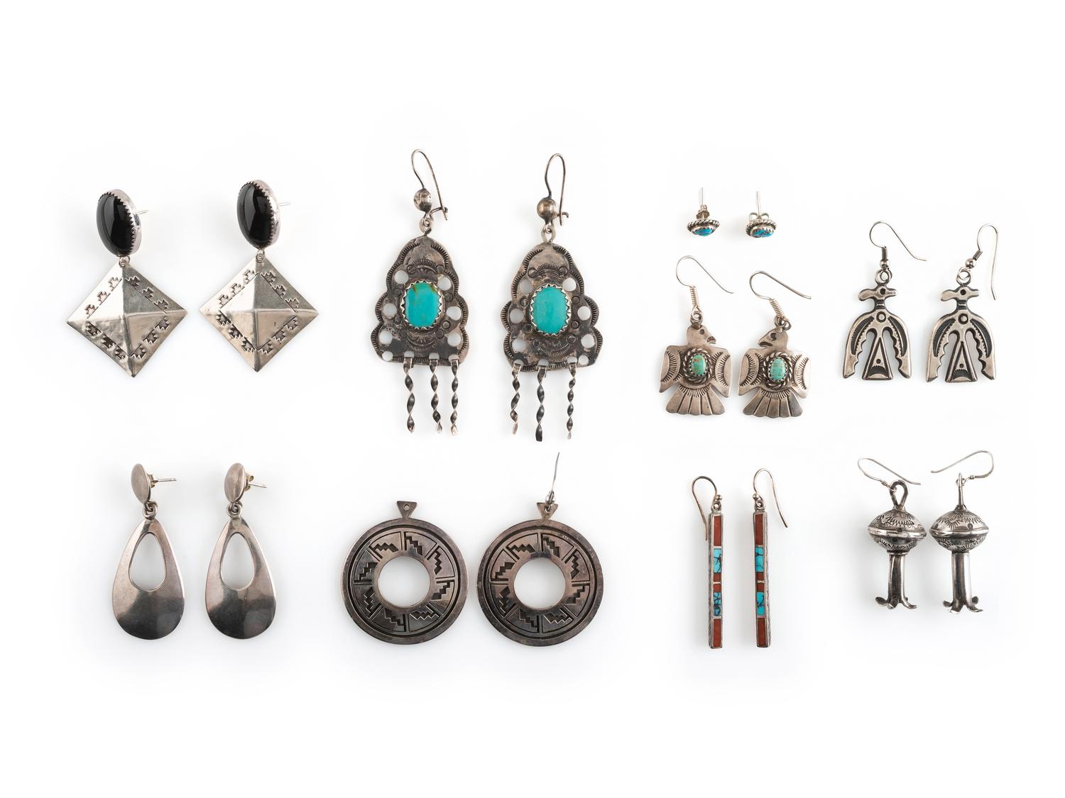 Navajo Silver Hook and Post Earrings