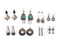 Navajo Silver Hook and Post Earrings