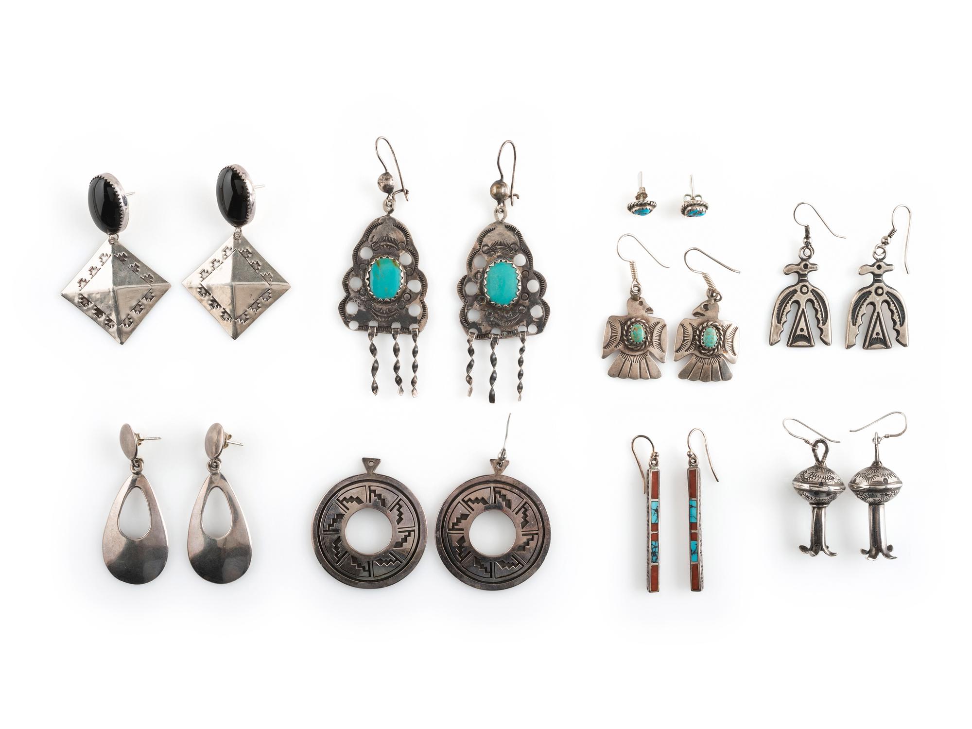 Navajo Silver Hook and Post Earrings