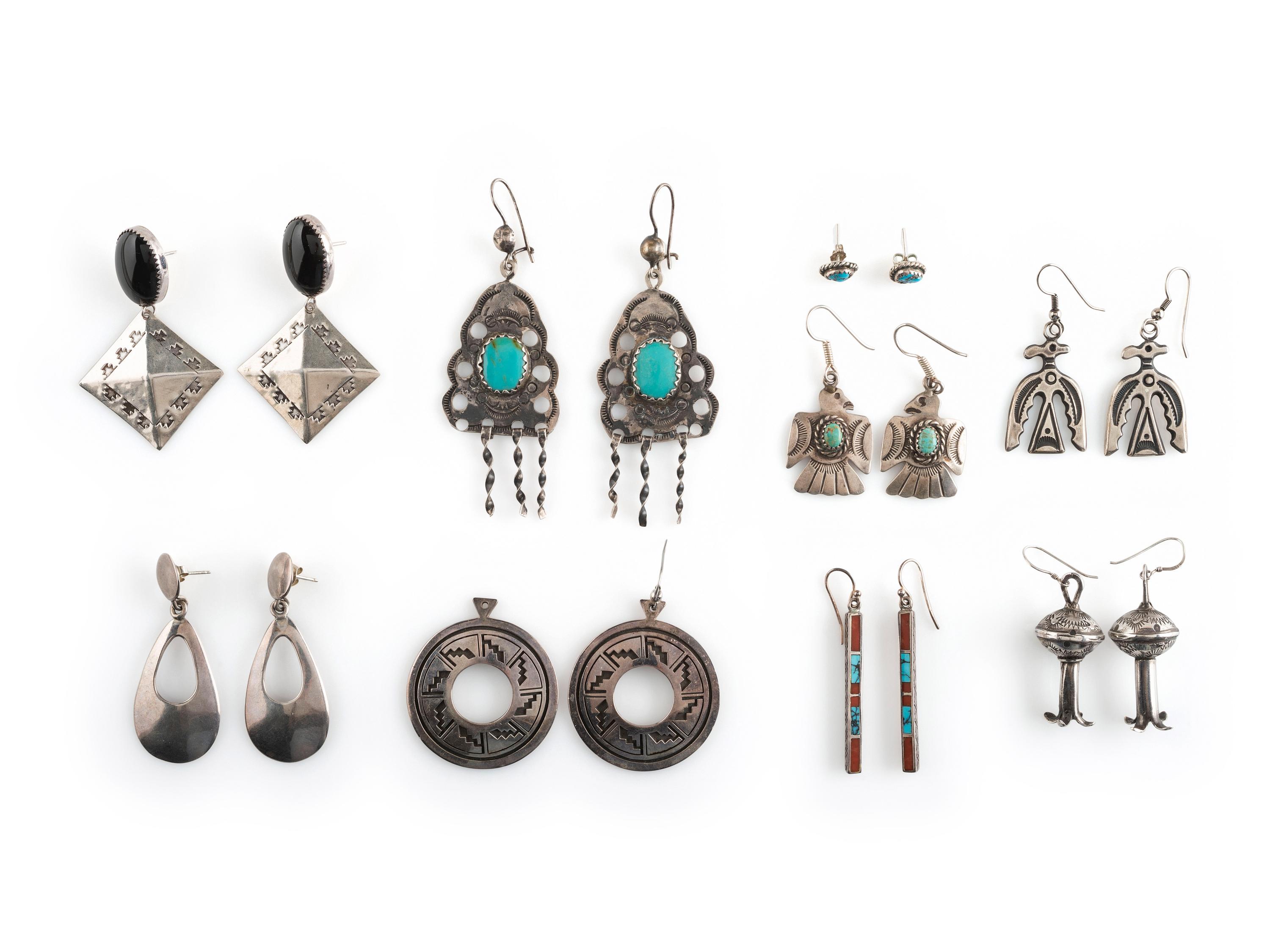 Navajo Silver Hook and Post Earrings