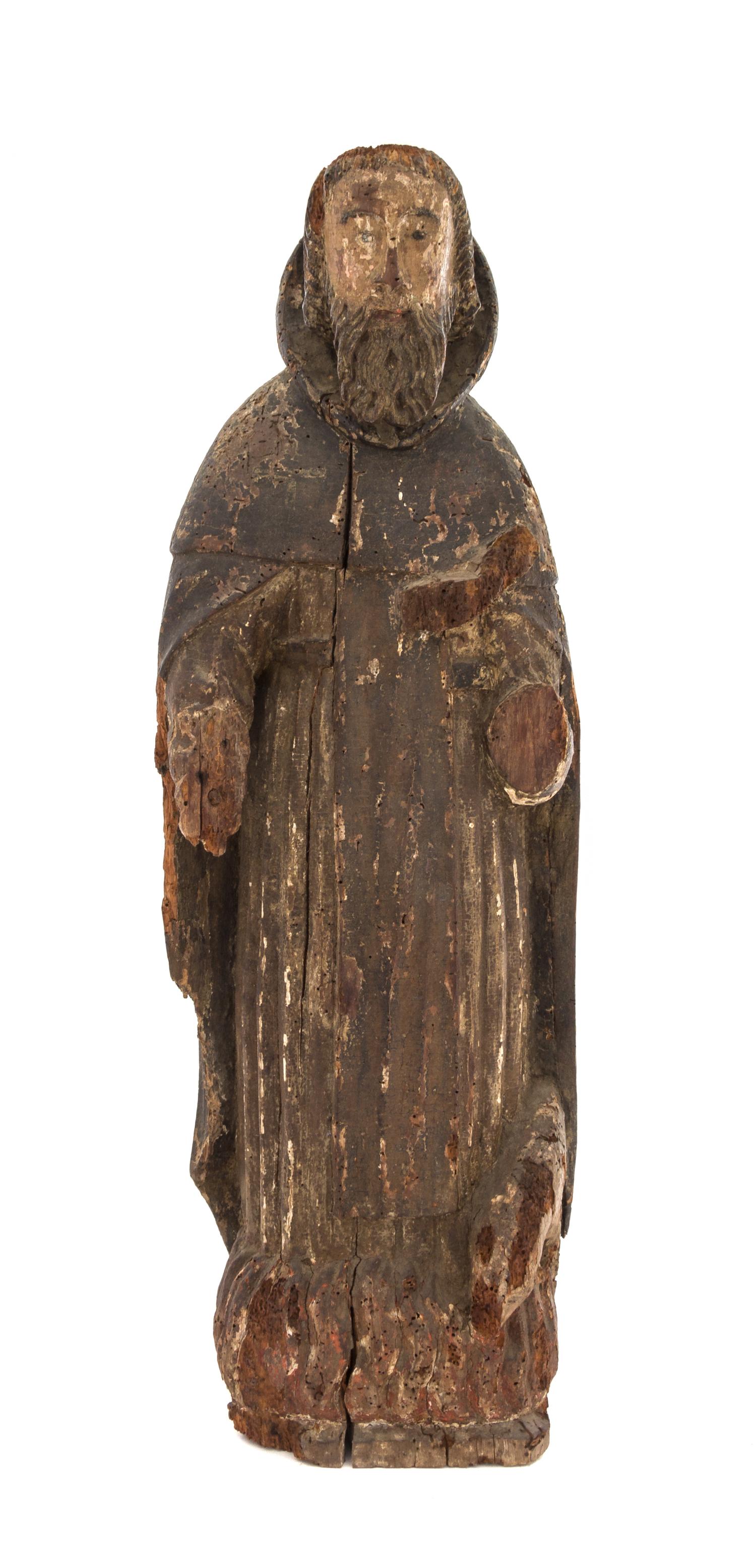 A Carved Wood Figure of a Saint Height 28 3/4 inches. — 17TH/18TH CENTURY