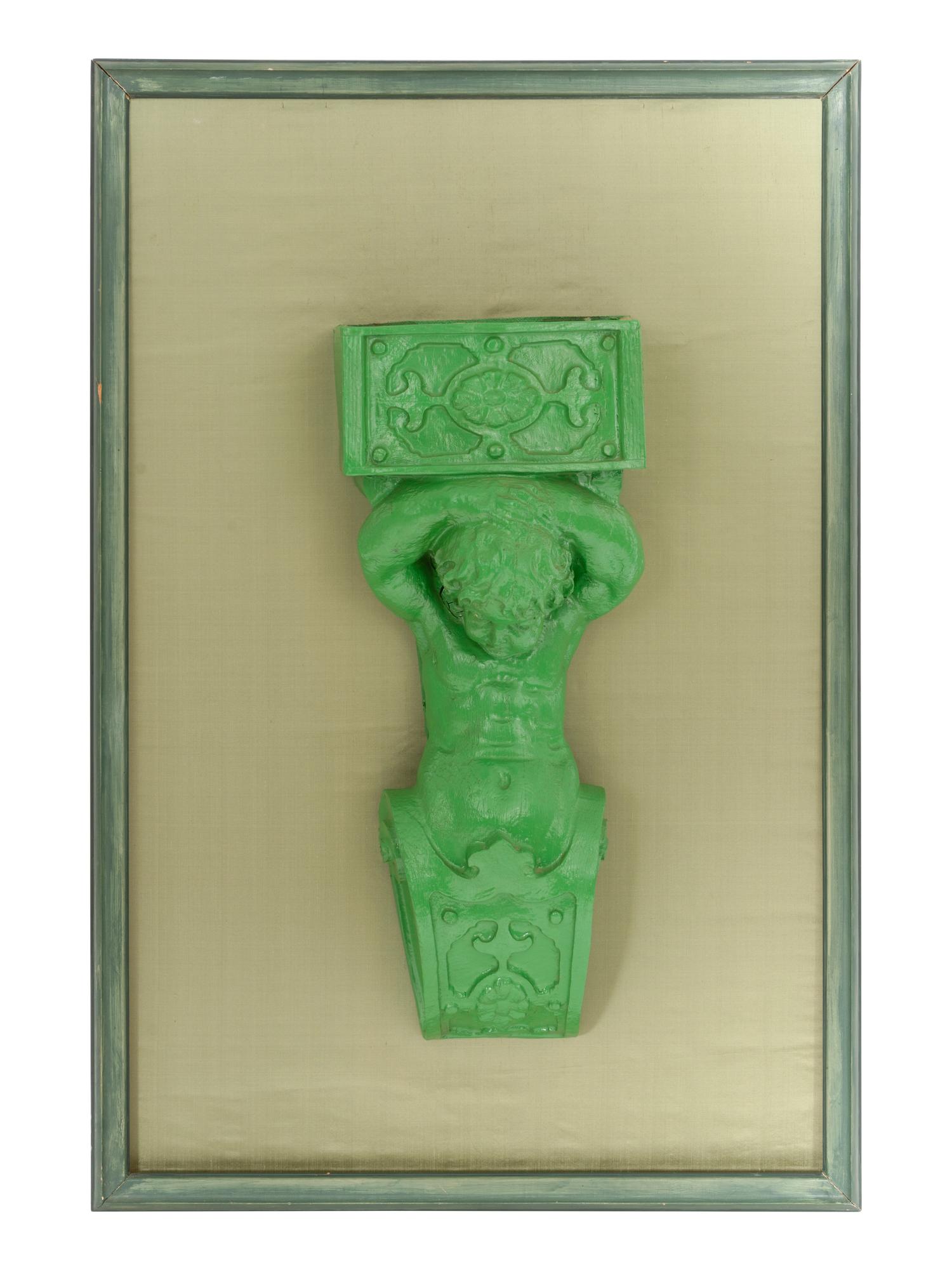 A Pair of Green-Painted Papier Mâché Figural Hanging Jardinières