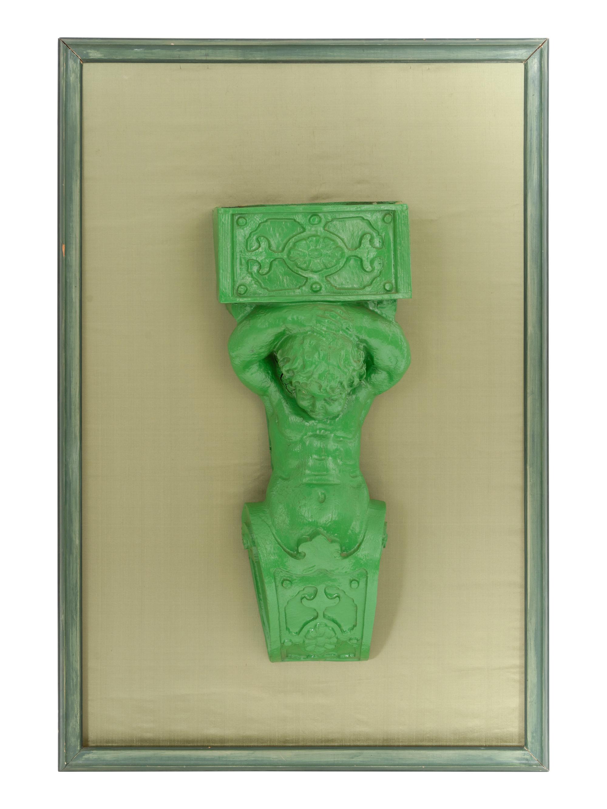 A Pair of Green-Painted Papier Mâché Figural Hanging Jardinières