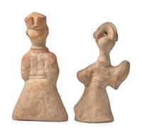 Two Large Chinese Sichuan Pottery Figures of Entertainers