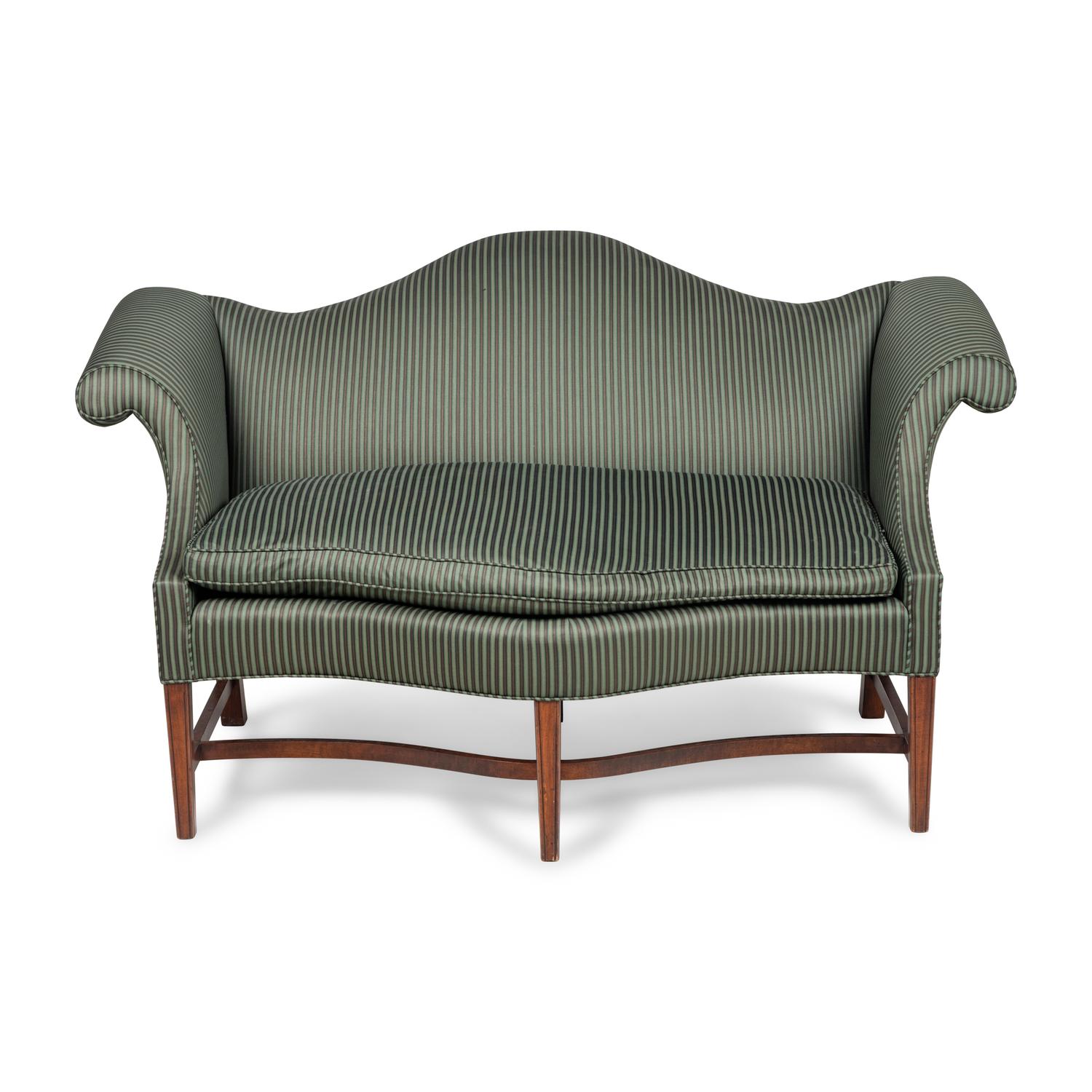 A George III Style Mahogany Camelback Serpentine Sofa