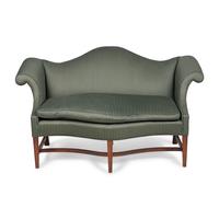 A George III Style Mahogany Camelback Serpentine Sofa