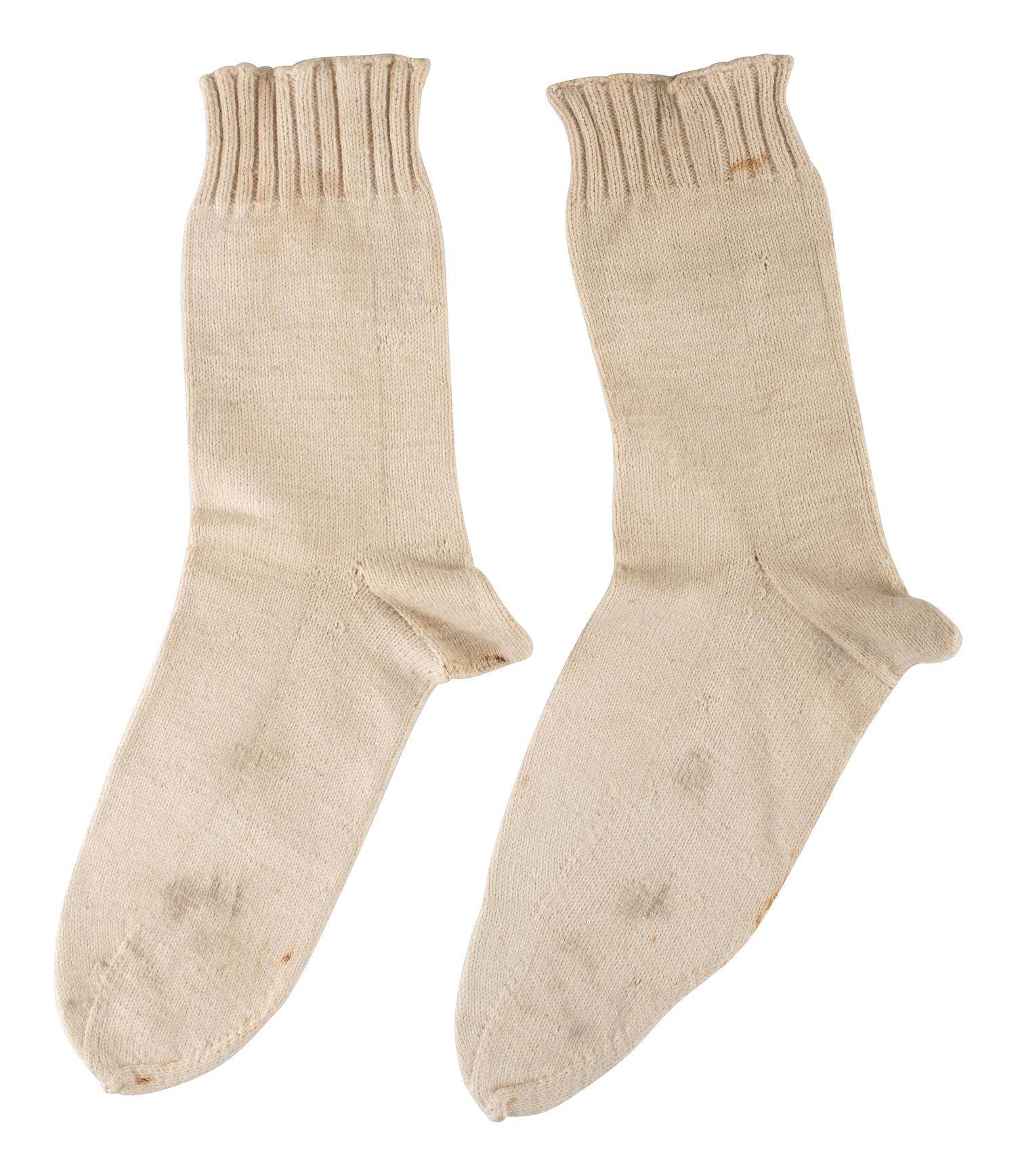 [CIVIL WAR]. A pair of military-issue brogans with a pair of Civil War-period socks.