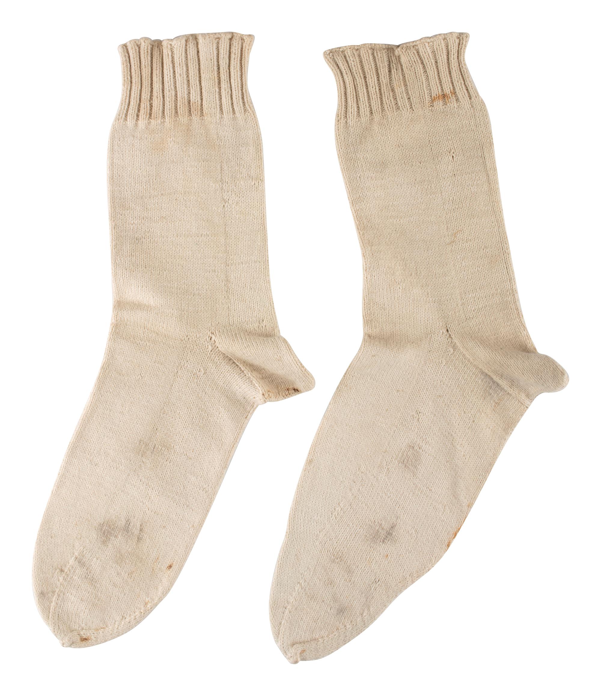 [CIVIL WAR]. A pair of military-issue brogans with a pair of Civil War-period socks.