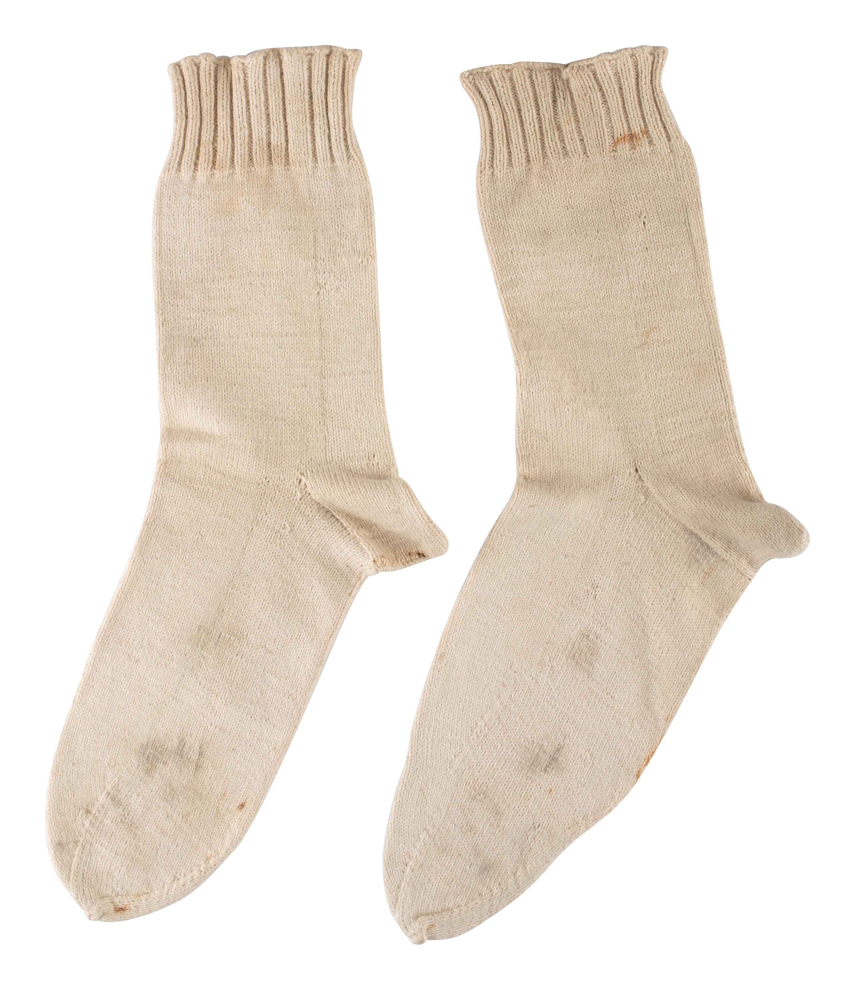 [CIVIL WAR]. A pair of military-issue brogans with a pair of Civil War-period socks.
