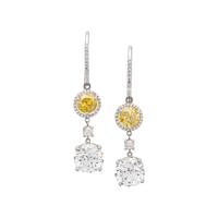 FANCY VIVID YELLOW DIAMOND AND DIAMOND EARRINGS