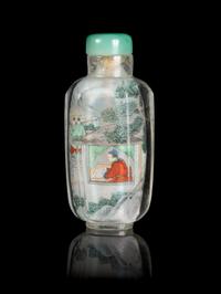 An Inside Painted Rock Crystal Hexagonal Form Snuff Bottle