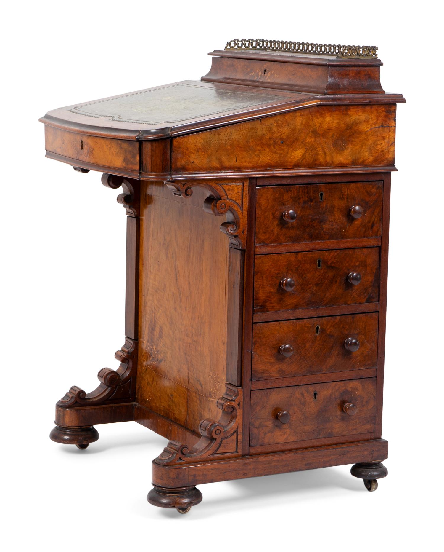 A Victorian Burl Walnut Davenport Desk — 19TH CENTURY