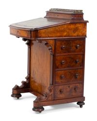 A Victorian Burl Walnut Davenport Desk — 19TH CENTURY