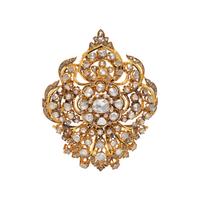 ANTIQUE, YELLOW GOLD AND DIAMOND BROOCH