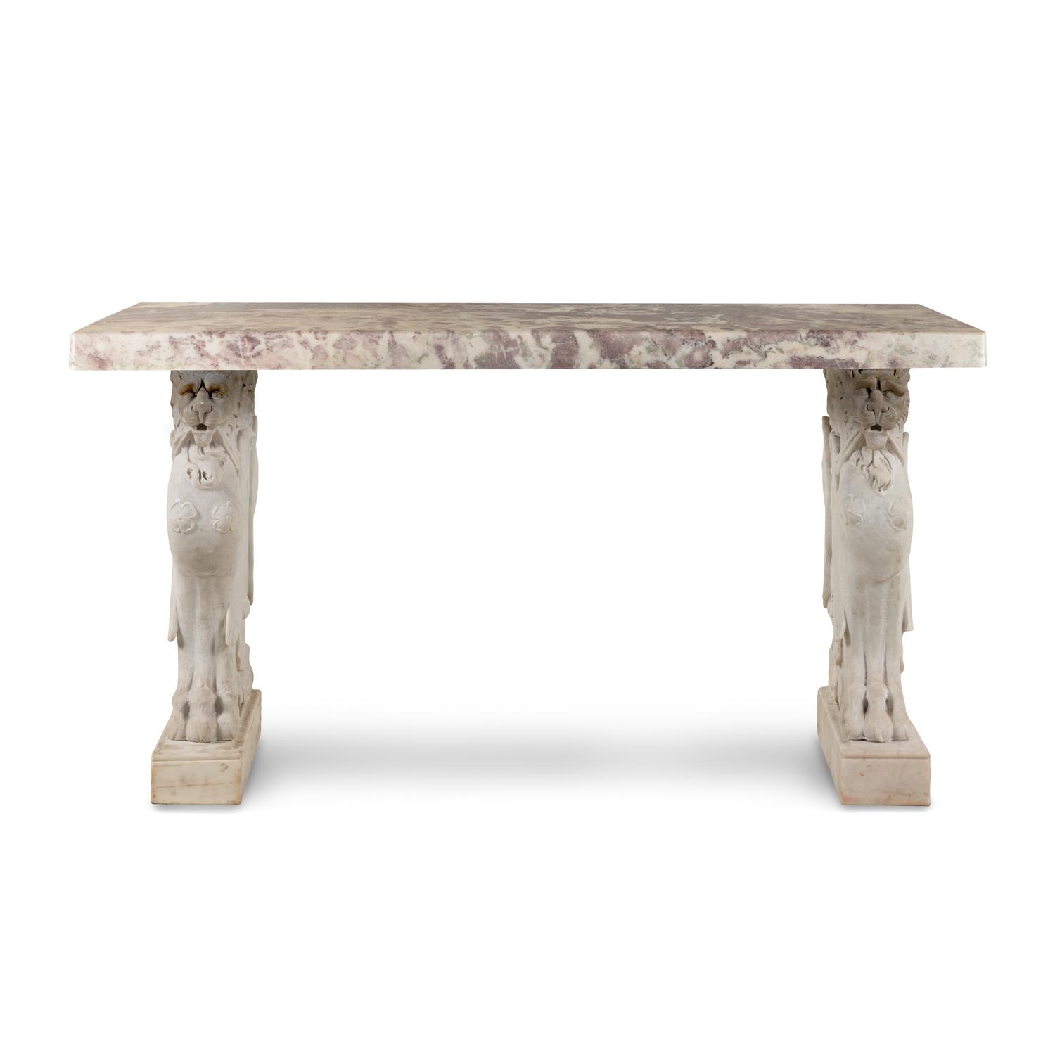 A Neoclassical Carved Marble Console Table