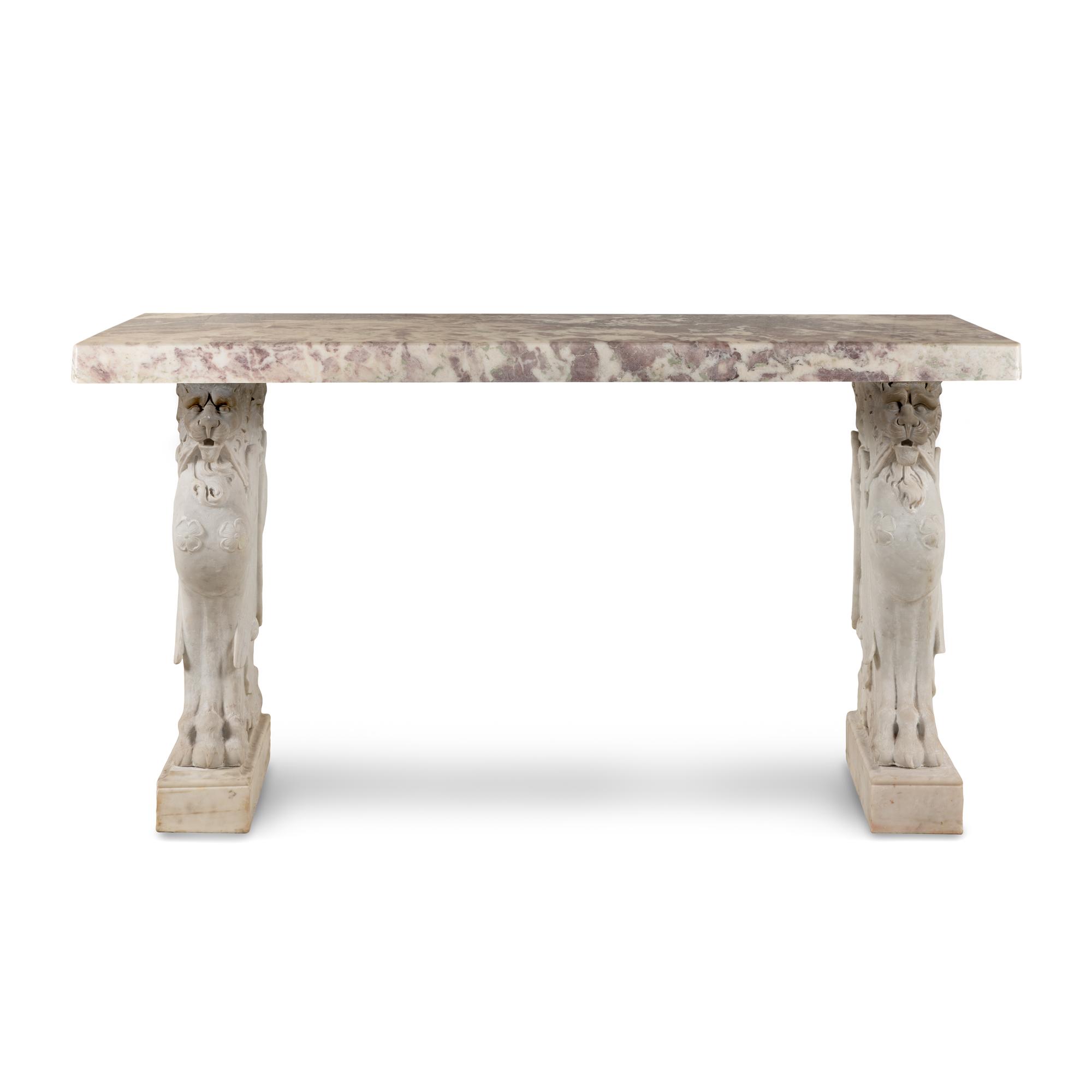 A Neoclassical Carved Marble Console Table