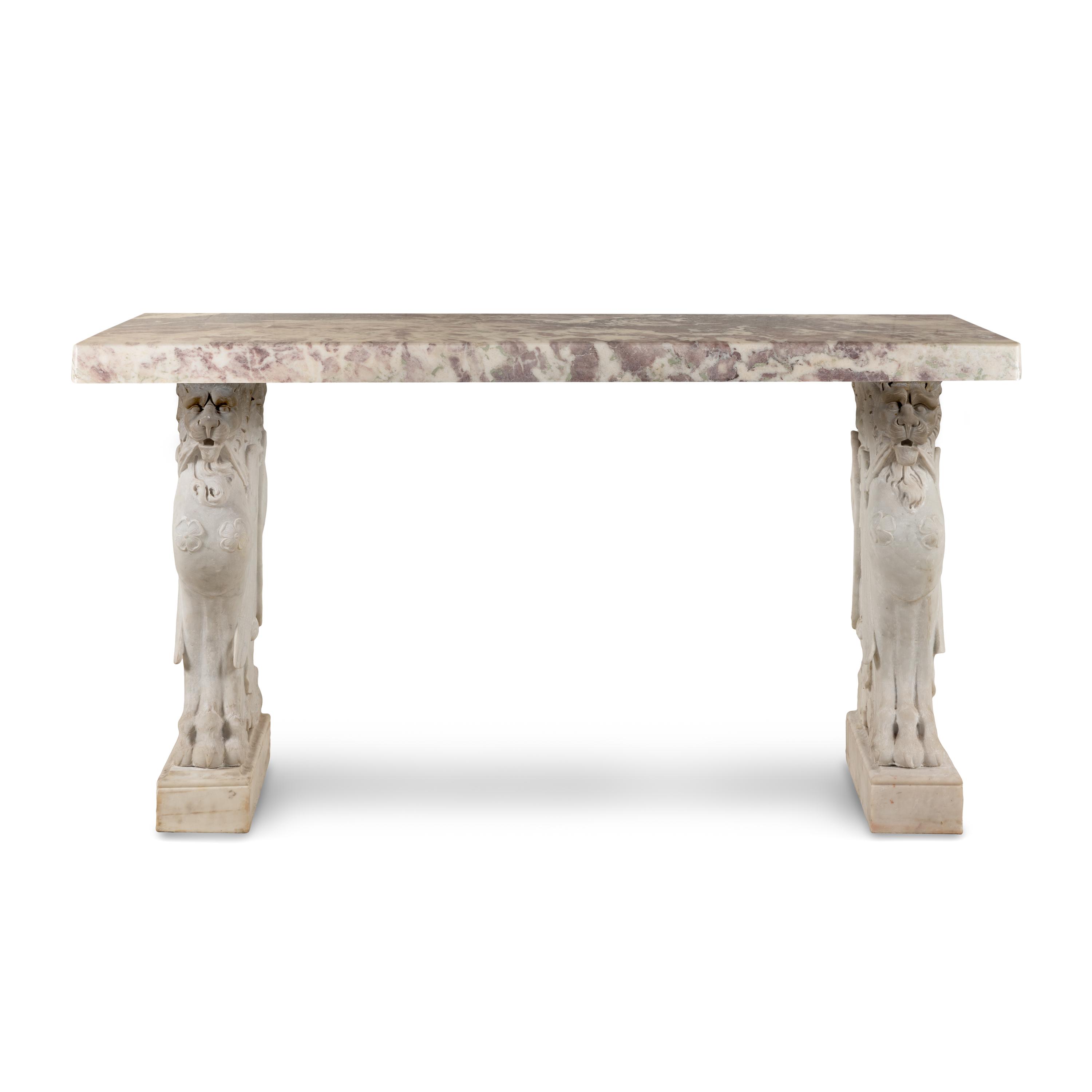 A Neoclassical Carved Marble Console Table