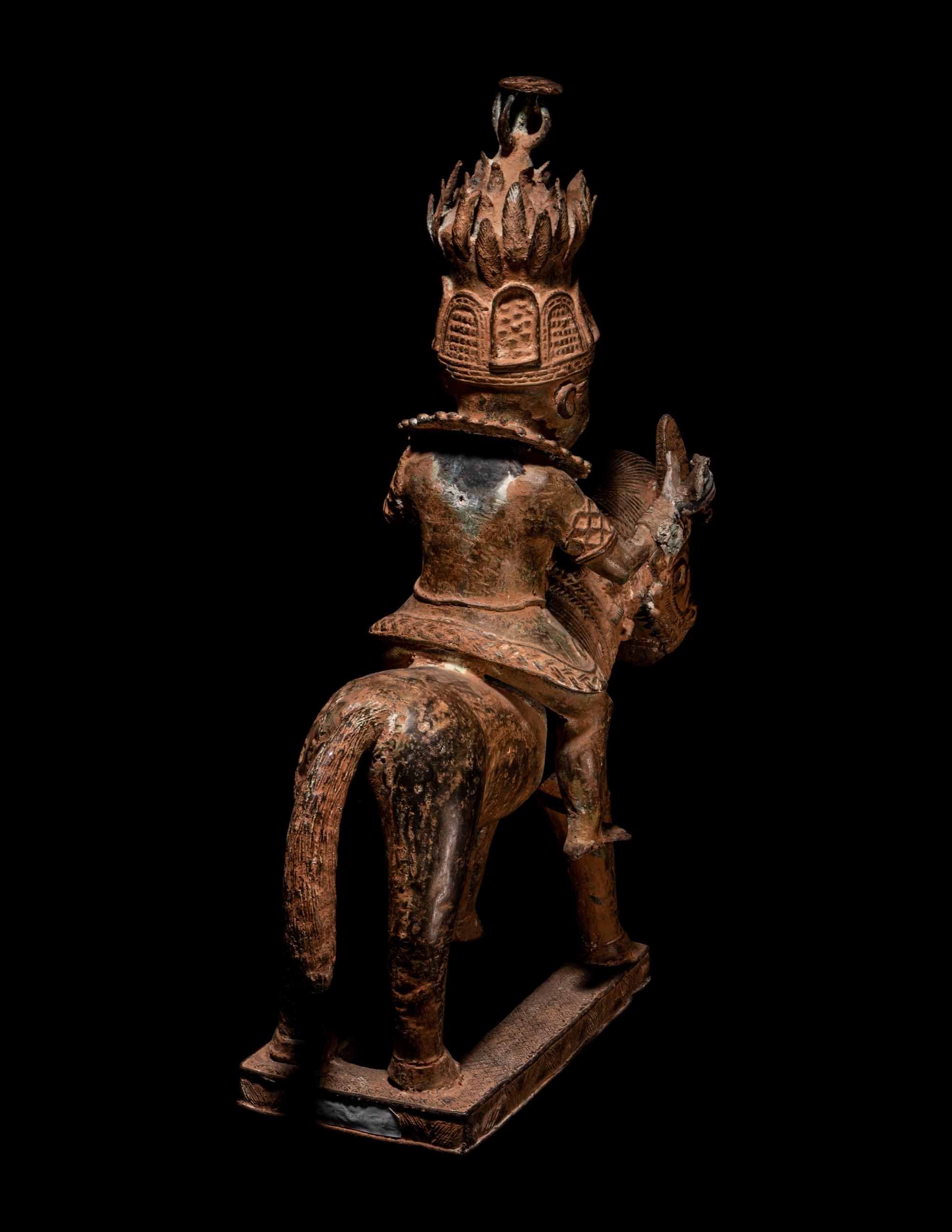 A Benin Style Bronze Equestrian