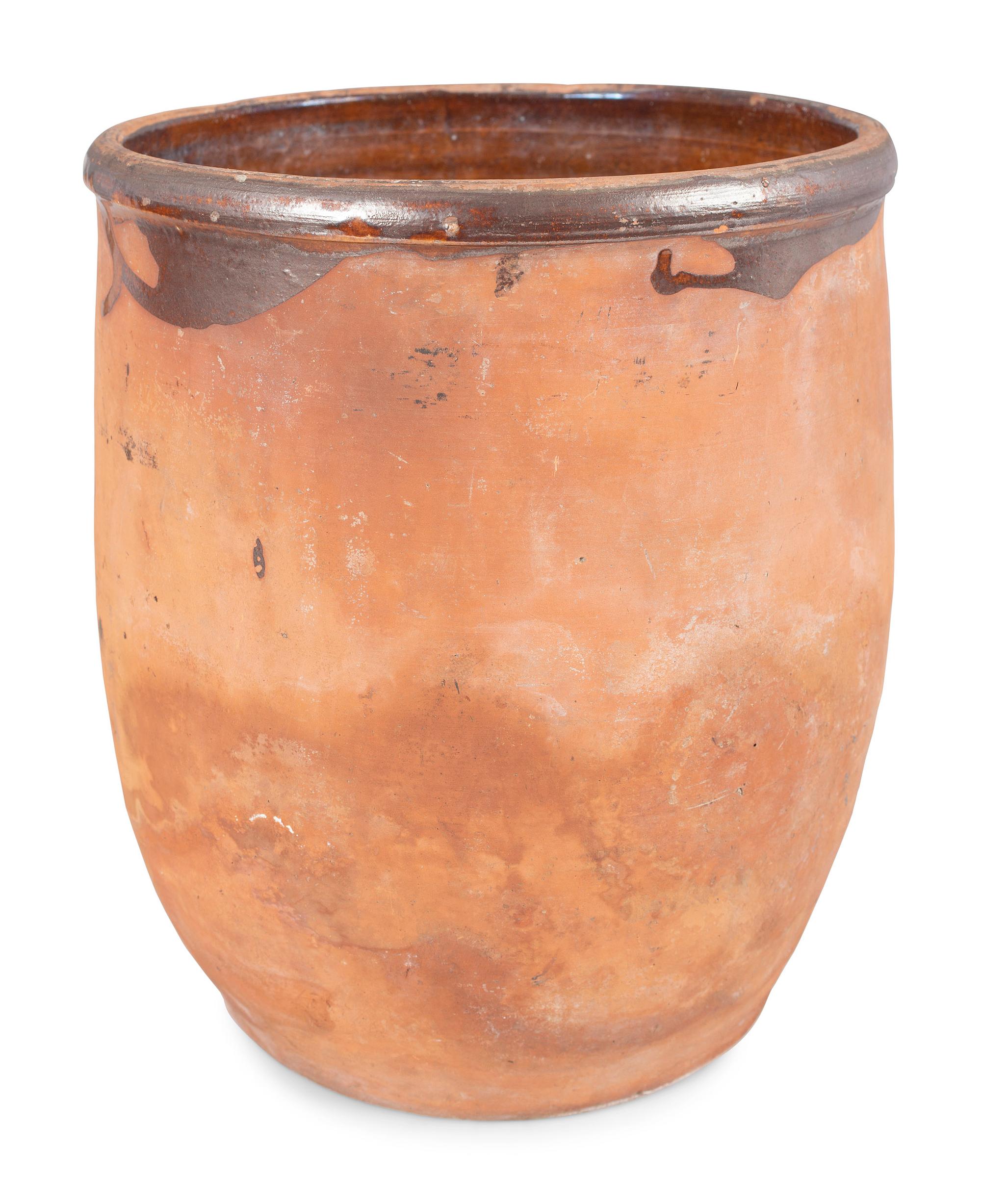 Four Redware Jars with Interior Glaze