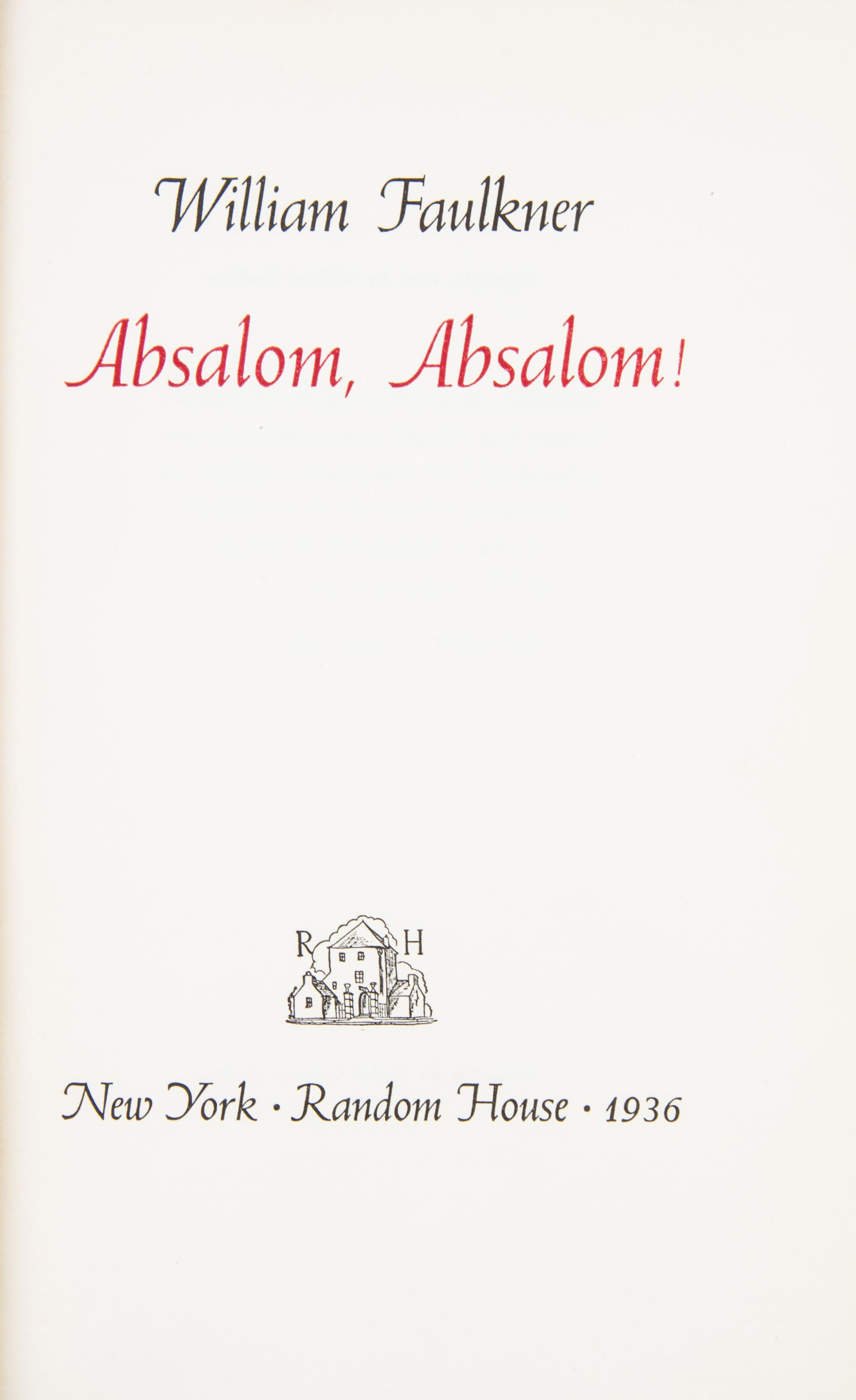 FAULKNER, WILLIAM. Absalom, Absalom! New York, 1936. First edition, limited. Signed by Faulkner.