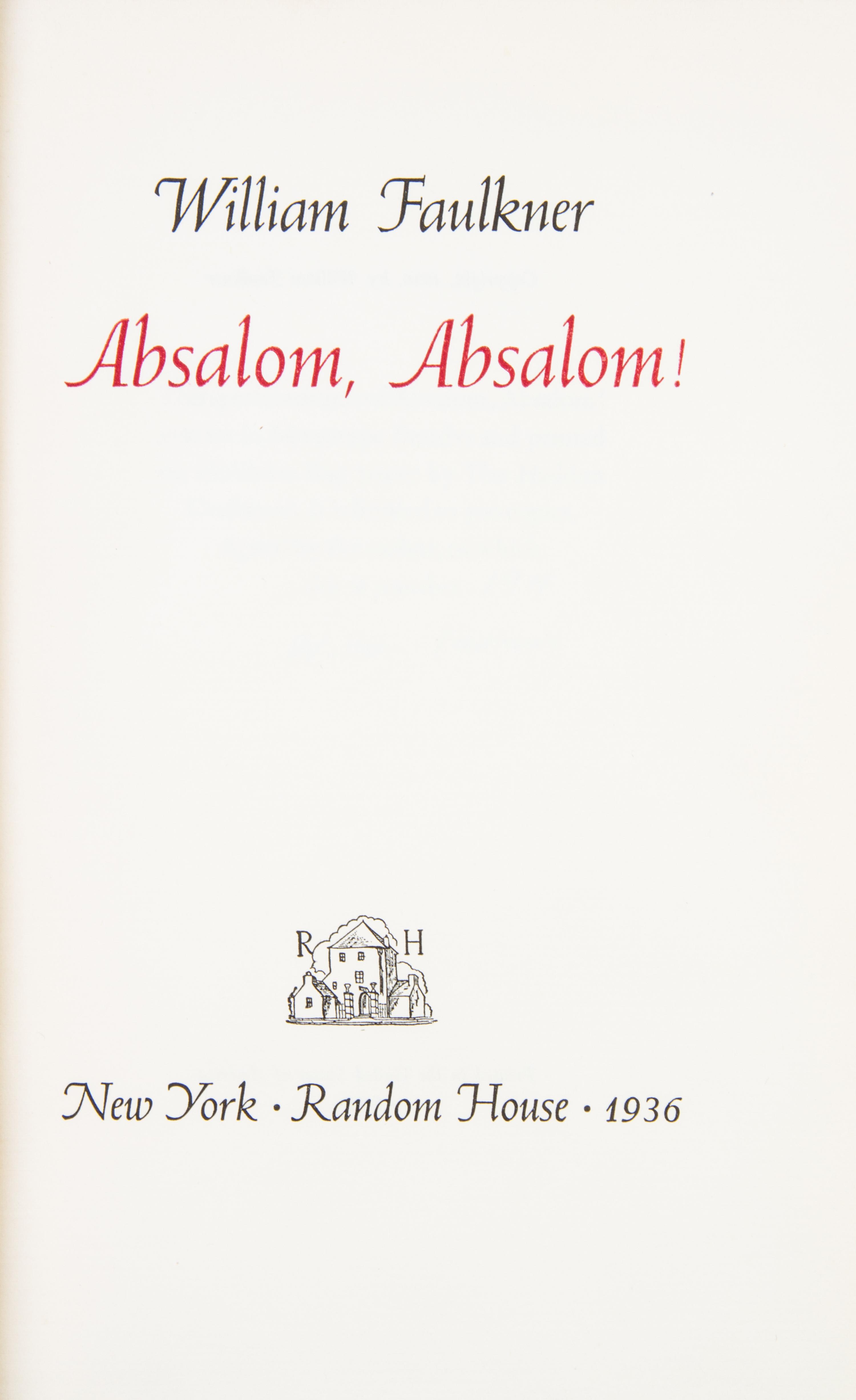 FAULKNER, WILLIAM. Absalom, Absalom! New York, 1936. First edition, limited. Signed by Faulkner.