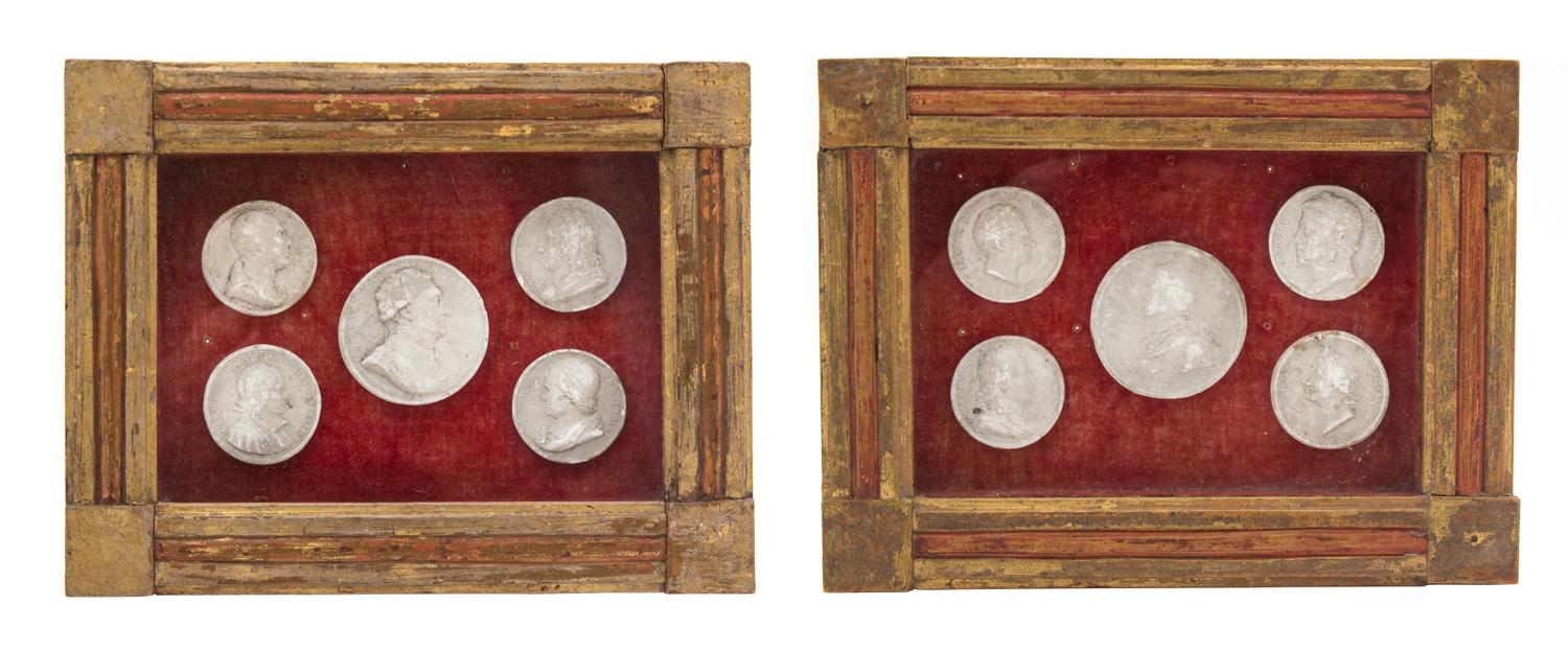 Two Framed Grand Tour Plaster Intaglios Height of frame 7 3/8 x width 9 1/2 inches. — EARLY 19TH CENTURY
