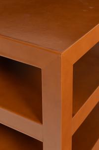 A Contemporary Edelman Leather-Veneered Three-Tier Side Table