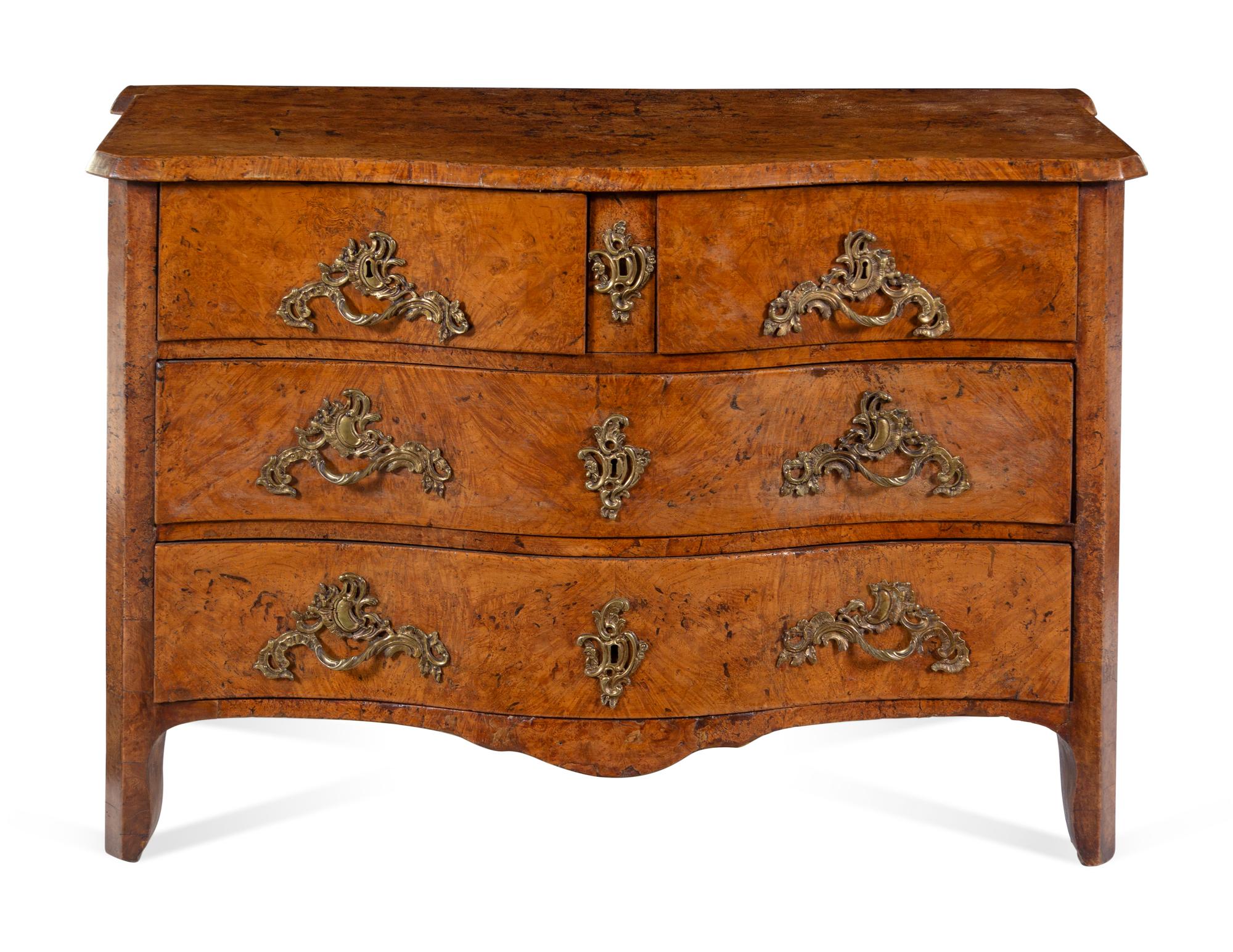 A Continental Burlwood Commode
