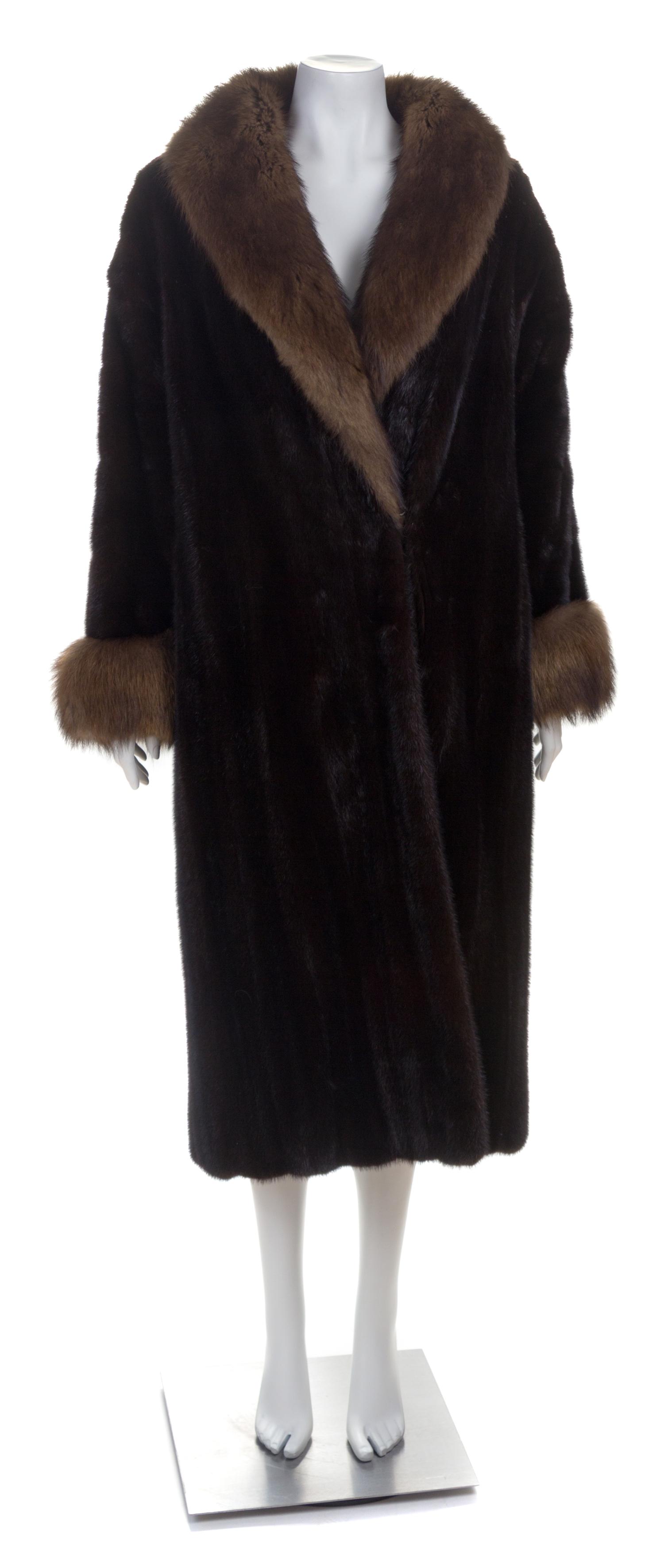 A Bill Haire Dark Brown Mink Coat, No size.