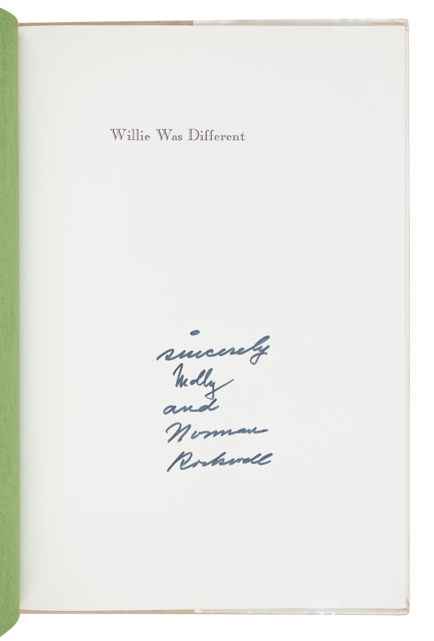 [CHILDREN'S BOOKS]. ROCKWELL, Molly (1896-1985) -- Norman ROCKWELL (1894-1978). Willie Was Different: The Tale of an Ugly Thrushling . New York: Funk & Wagnalls, 1969.