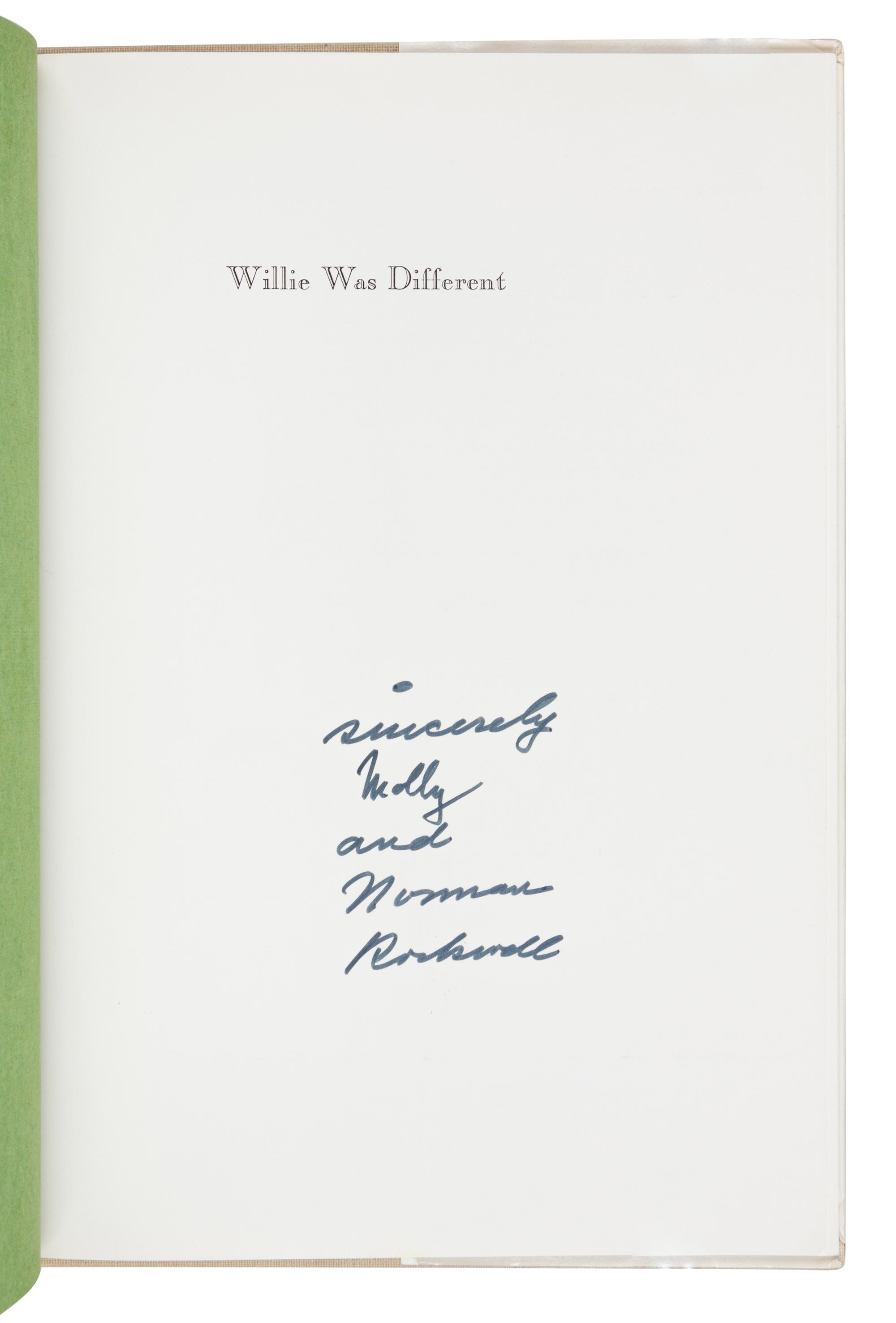 [CHILDREN'S BOOKS]. ROCKWELL, Molly (1896-1985) -- Norman ROCKWELL (1894-1978). Willie Was Different: The Tale of an Ugly Thrushling . New York: Funk & Wagnalls, 1969.