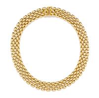 An 18 Karat Yellow Gold Brick Link Necklace, 45.40 dwts.