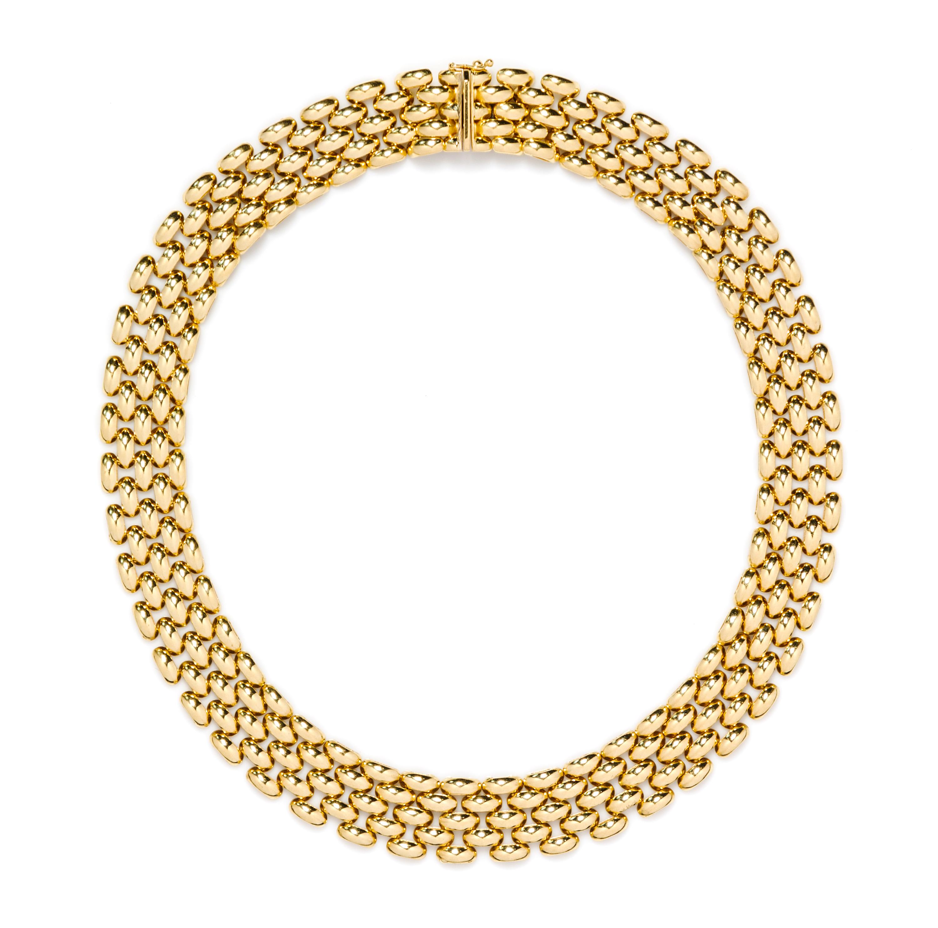 An 18 Karat Yellow Gold Brick Link Necklace, 45.40 dwts.