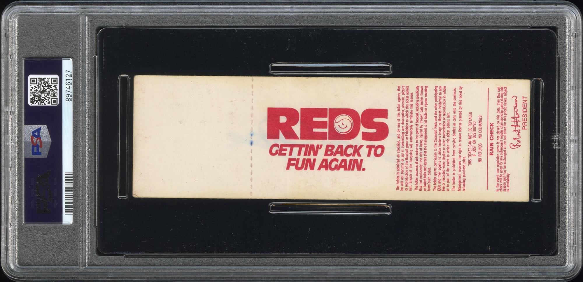 A Pete Rose Signed Autograph Sept. 11, 1985 4912 Hit Record Game Full TIcket (PSA 10 Auto)