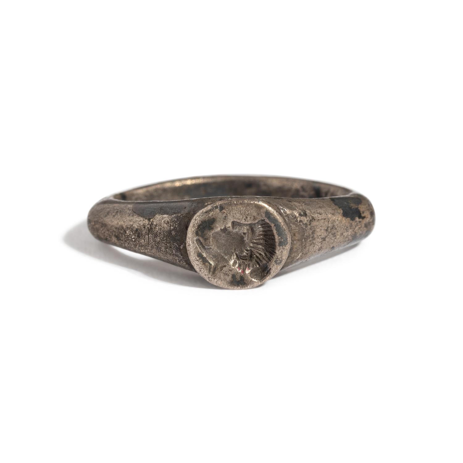 A Roman Silver Finger Ring with a Portrait Bust of a Woman