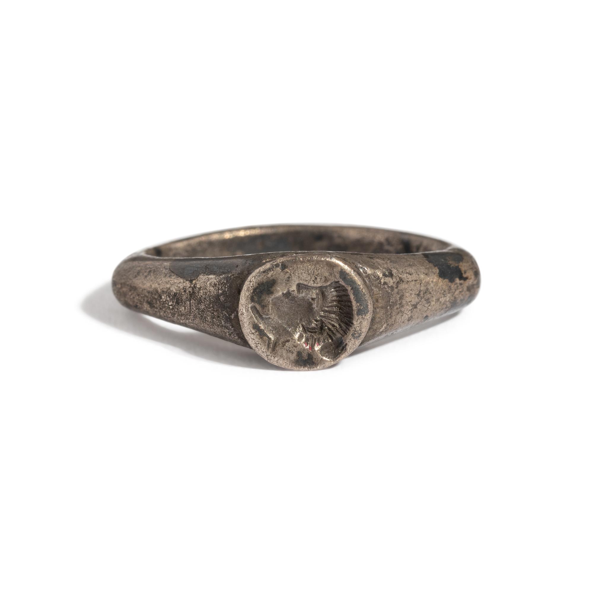 A Roman Silver Finger Ring with a Portrait Bust of a Woman