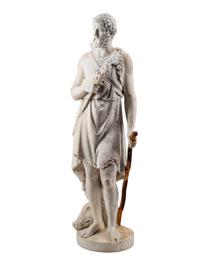A Continental Marble and Iron Figure of an Archer with a Boar’s Head