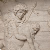 A Monumental Carved Marble Garden Urn and Plinth