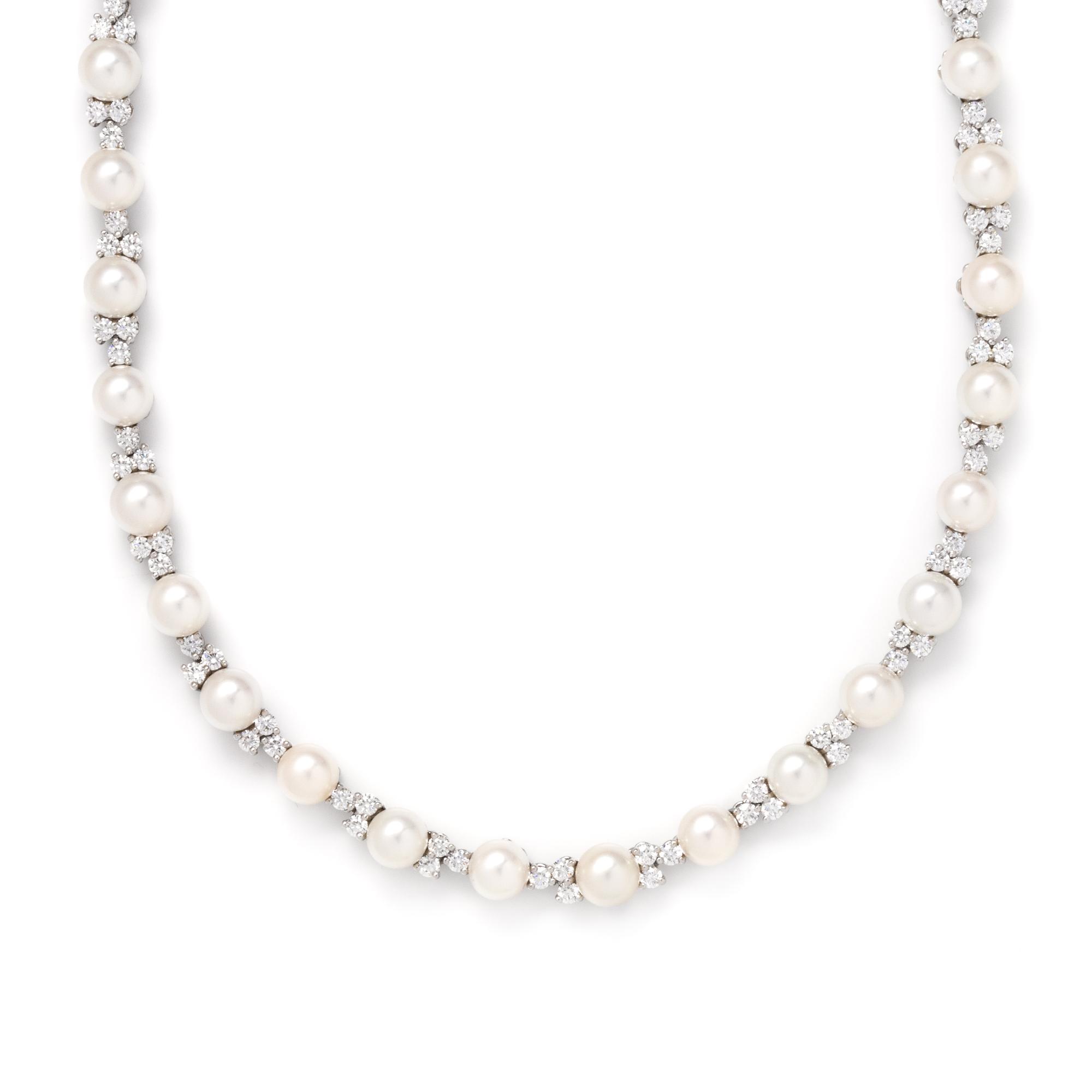 TIFFANY & CO., CULTURED PEARL AND DIAMOND 'ARIA' NECKLACE