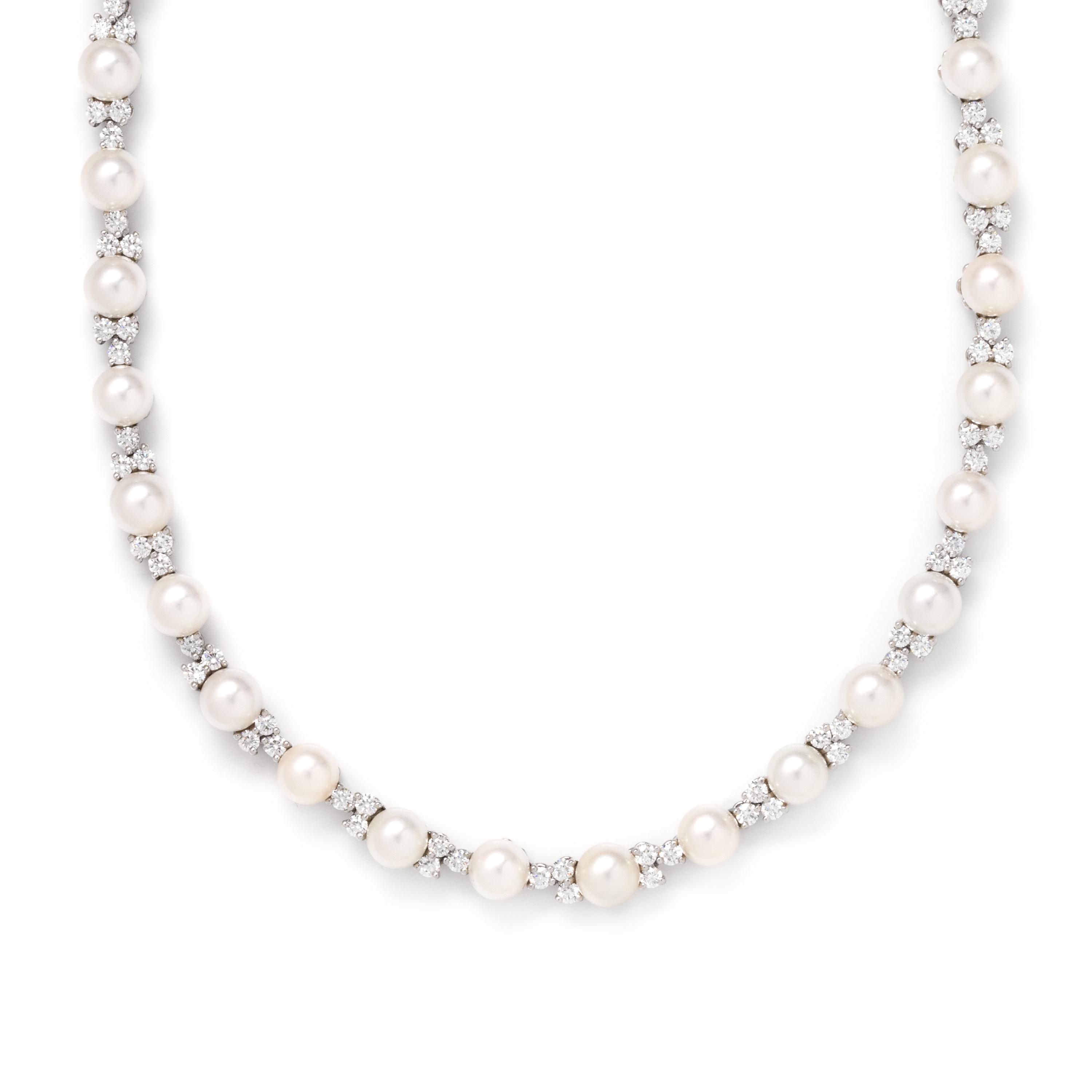 TIFFANY & CO., CULTURED PEARL AND DIAMOND 'ARIA' NECKLACE